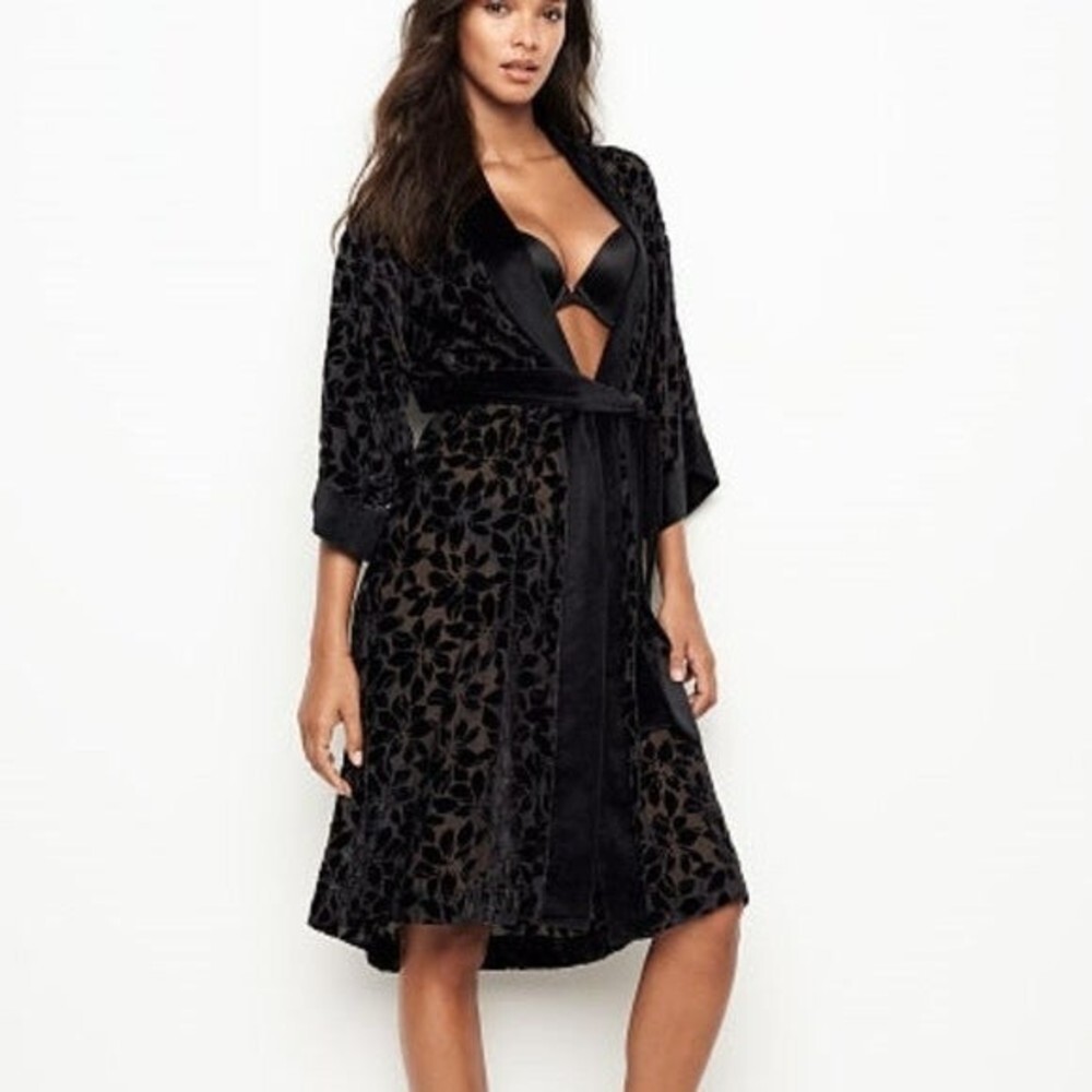 Victoria's secret black floral velvet